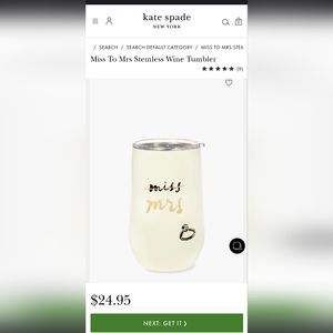 Kate Spade Miss to Mrs Wine Tumbler (Wedding)